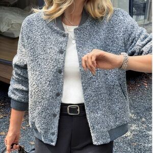 Faux Sherpa Fuzzy Teddy Bomber Jacket